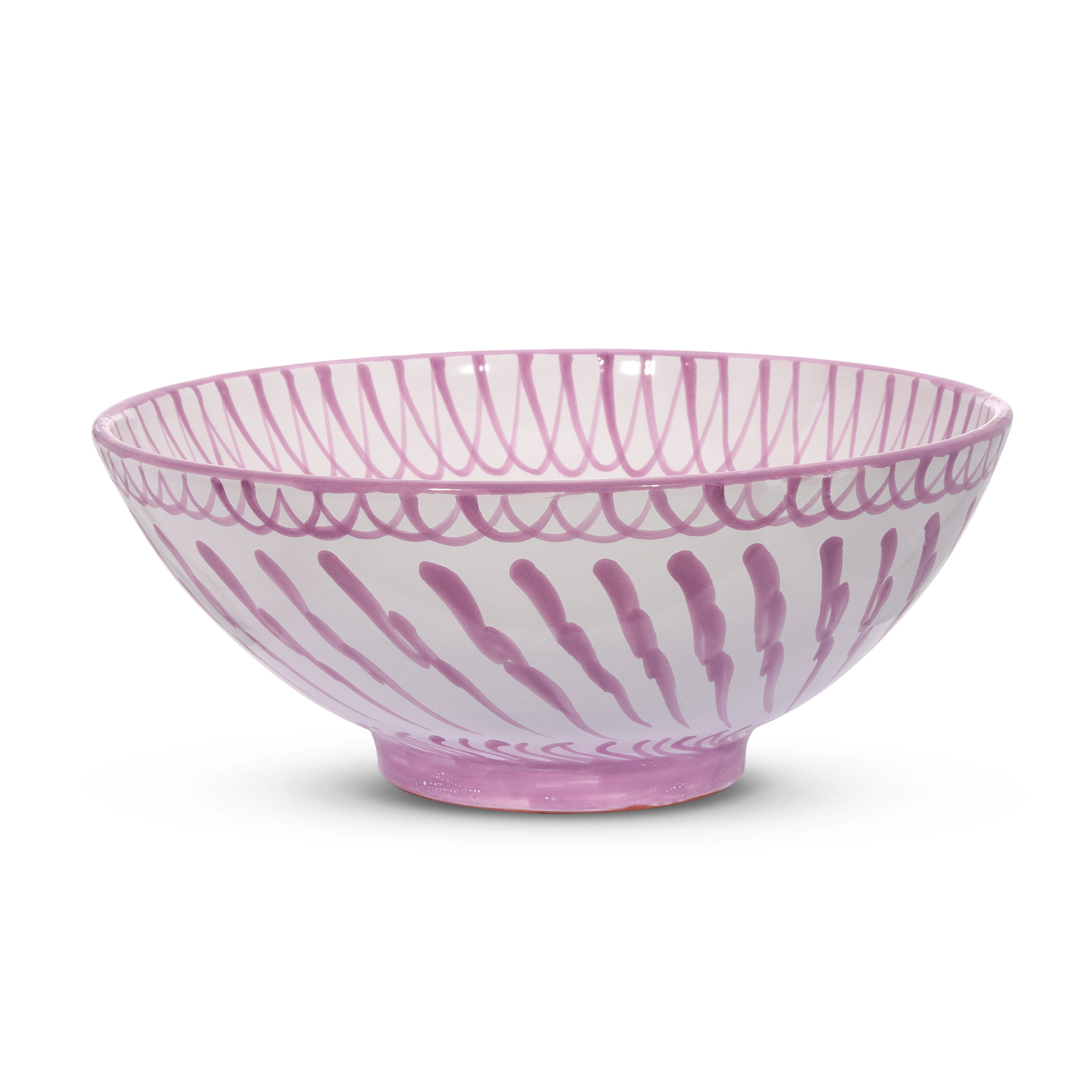 Large bowl with hand painted designs - Lilac