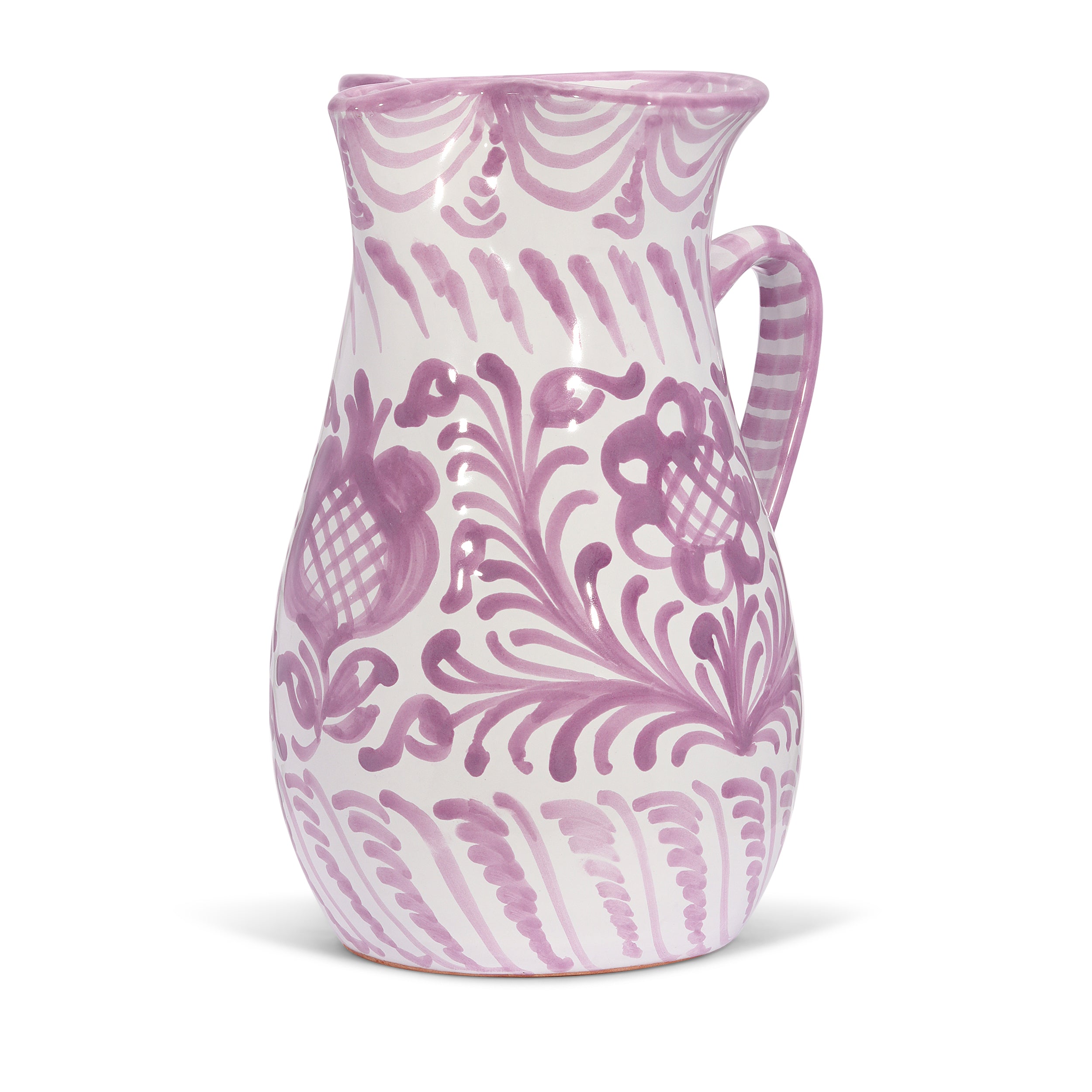 Large pitcher with hand painted designs - Lilac