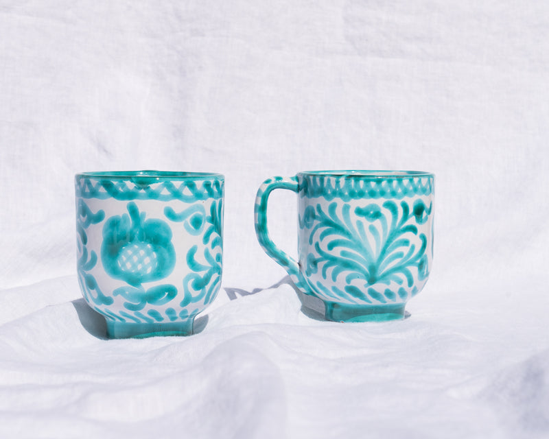 Mug with hand painted designs