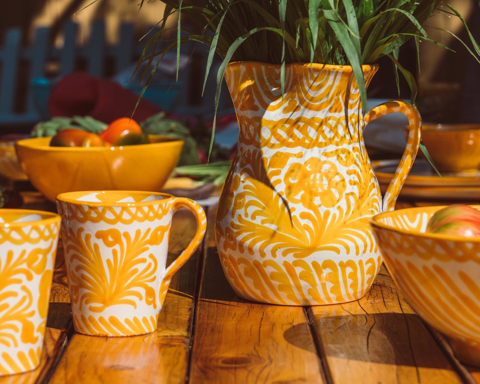 Medium pitcher with hand painted designs – Pomelo Casa