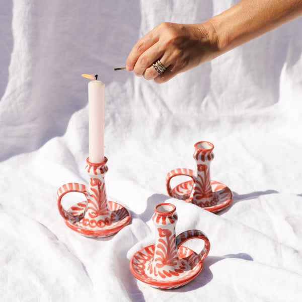 Candlestick with hand painted designs