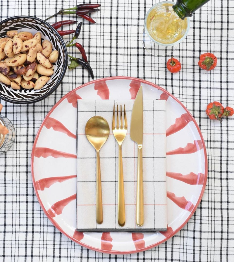 Salad plate with candy cane stripes