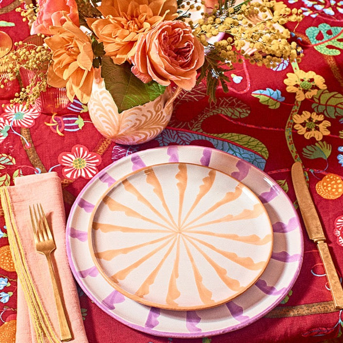 Dinner plate with candy cane stripes
