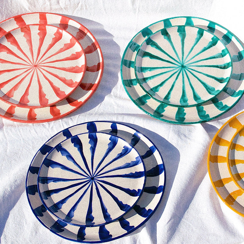 Salad plate with candy cane stripes