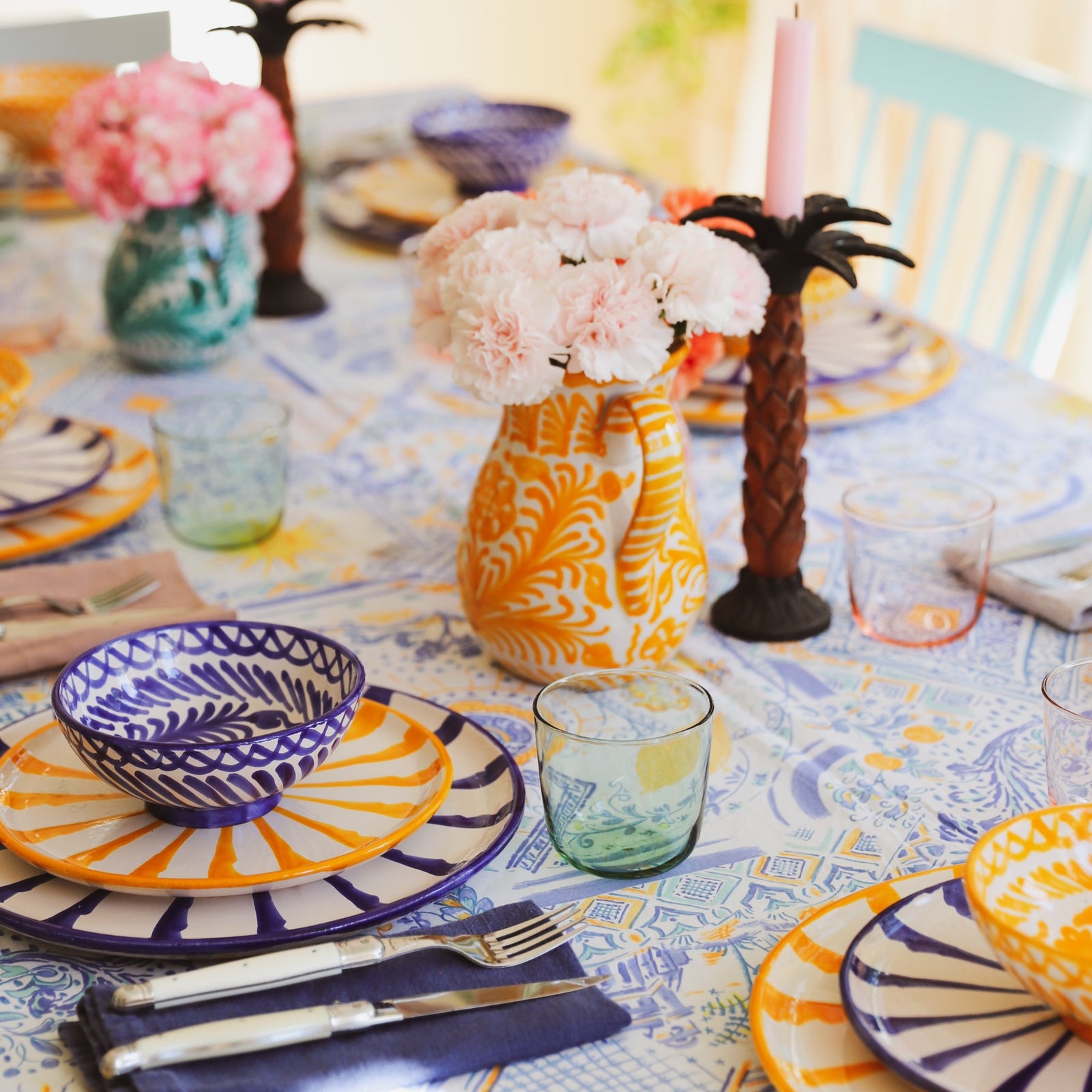 Large pitcher with hand painted designs – Pomelo Casa