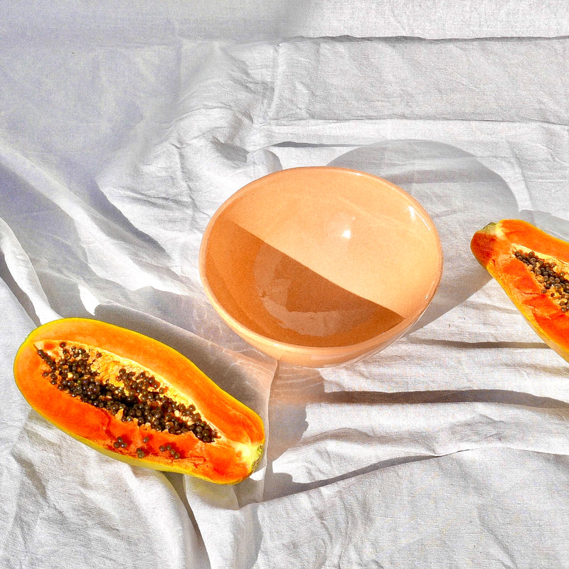 Medium bowl with peach glaze