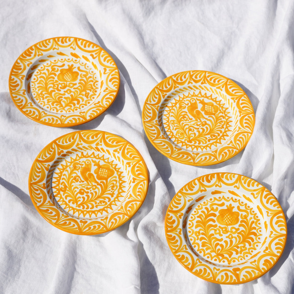 Salad plate with hand painted designs Pomelo Casa